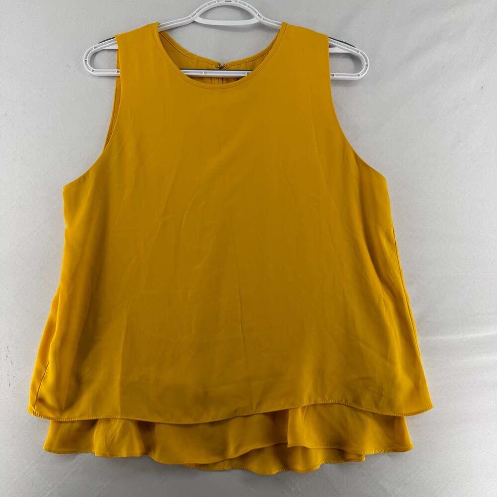 1353 M- Willi Smith Mustard Yellow Sleeveless Layered Hem Tank Top